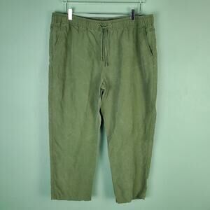 Joules Cecelia Pull On Linen Blend Seaweed Green Woven Pants Size 14